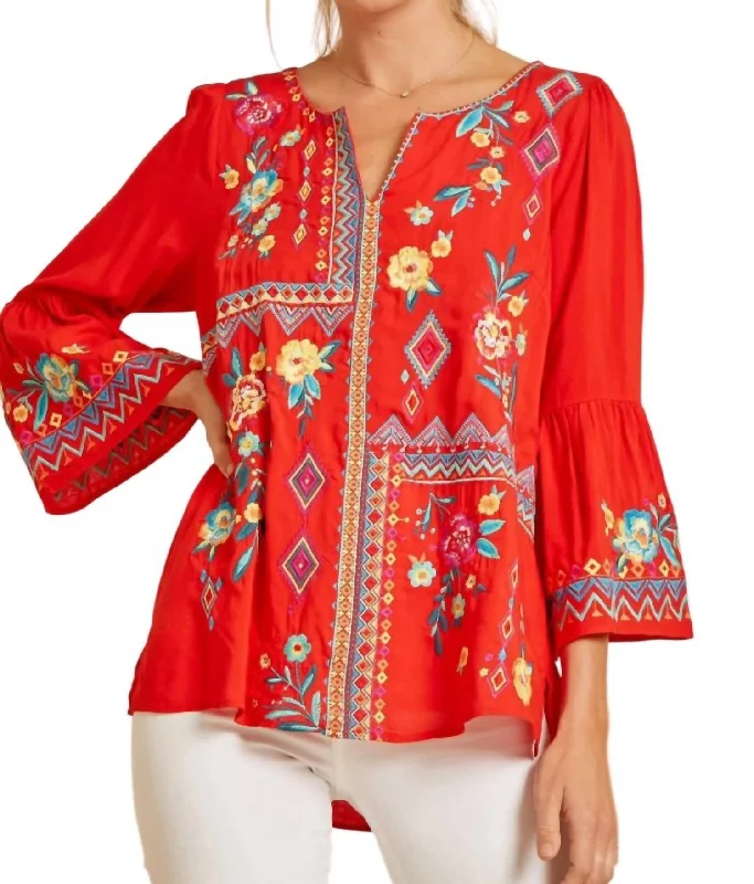 Comfy Women's Outfits for Daily Wear Patchwork Embroidered Top