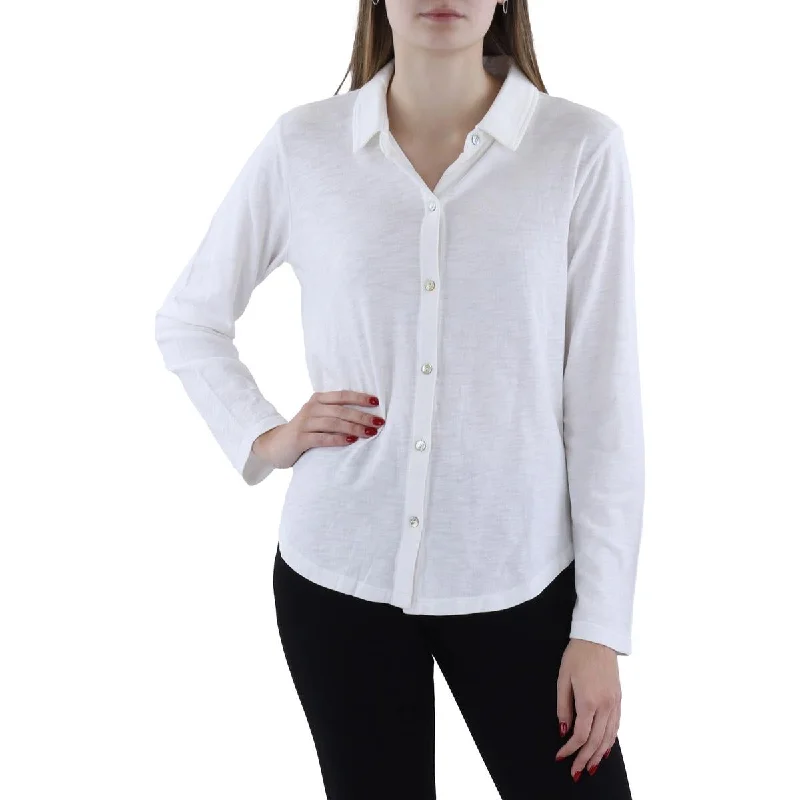 Women's Clothing Brands Womens Modal Blend Slub Button-Down Top