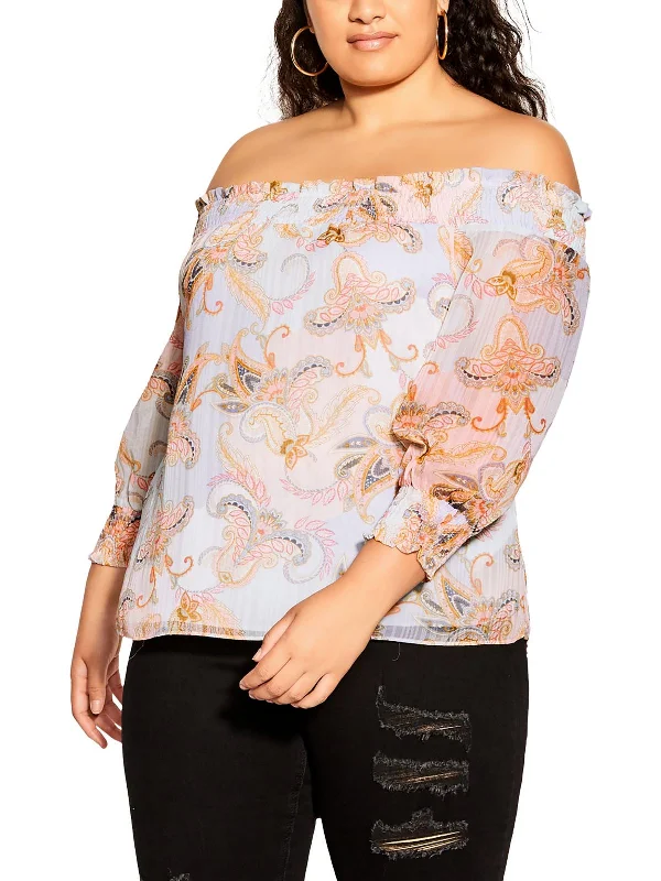 Stylish Statements Womens Gathered Puff Sleeves Off The Shoulder