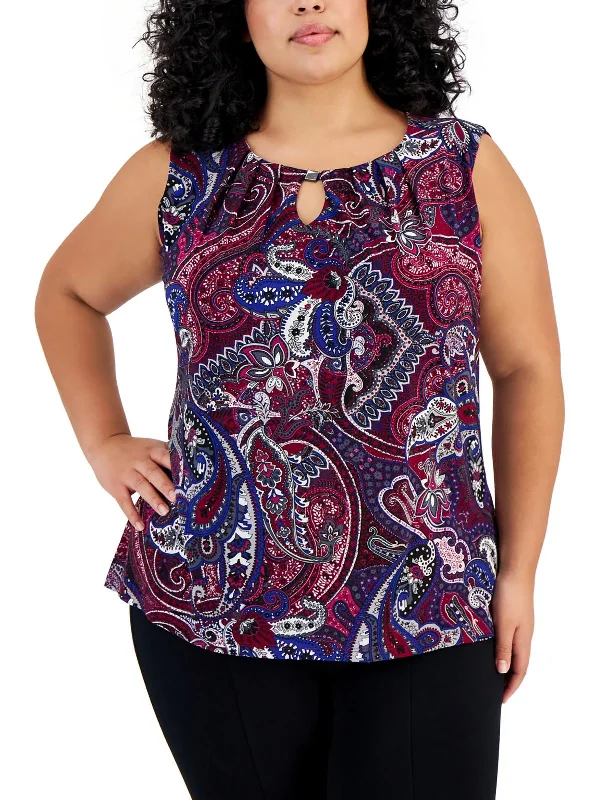 Trendy Threads Plus Womens Paisley Keyhole Shell