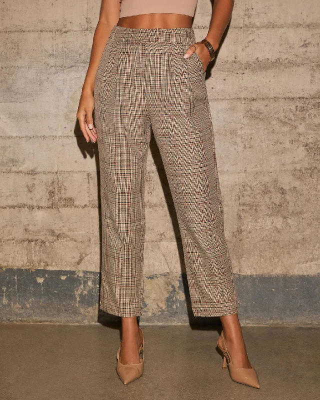 Urban Femme Streetwear Benson Plaid Straight Leg Trouser Pants