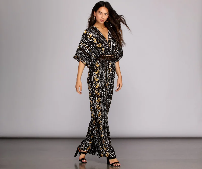 Latest Trends Bohemian Florals Crochet Jumpsuit