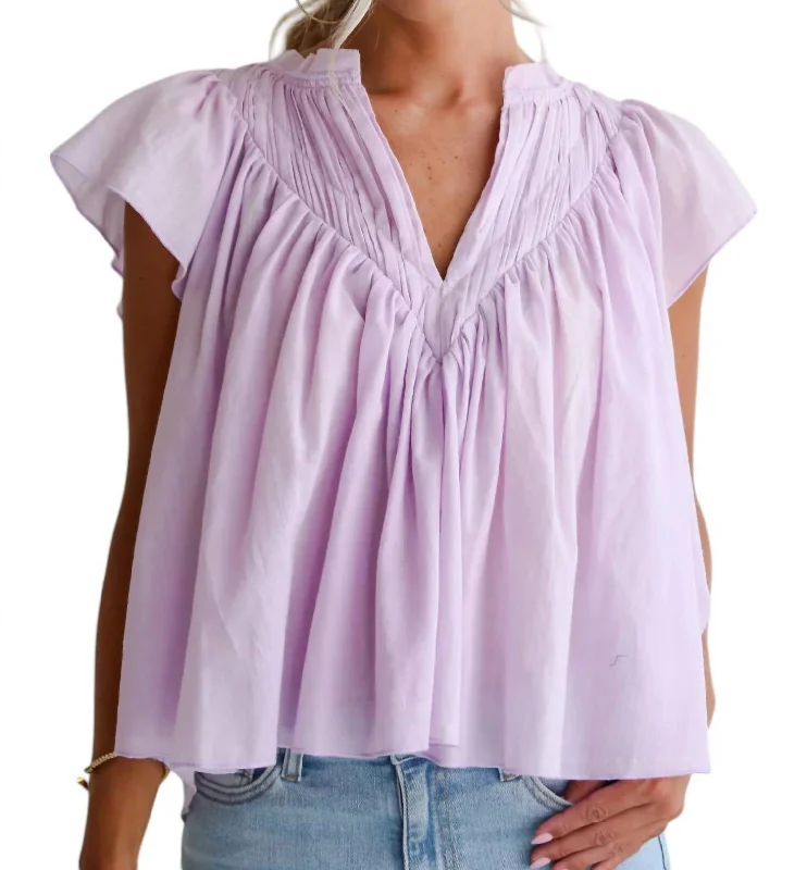 Women's Evening Wear Ruched Ruffle Top In Lavender