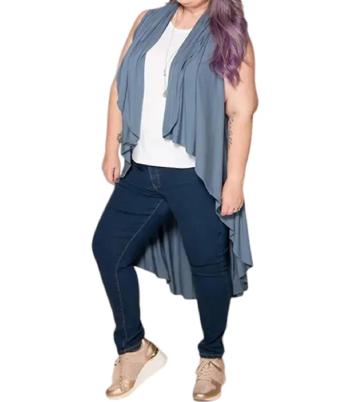 Fashion Forward Slitback Convertible Shawl In Slate