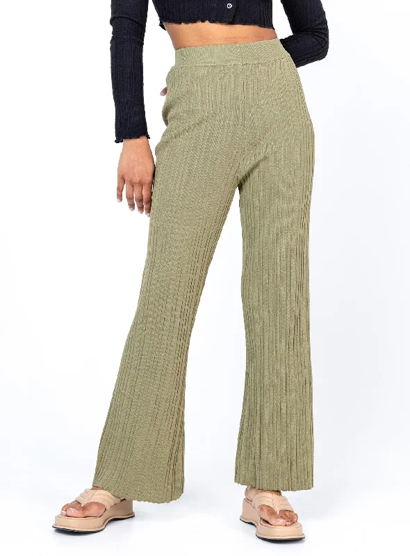 Elegant Style Reah Knit Pants Green