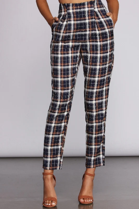 Latest Fashion Plaid It Up Pants