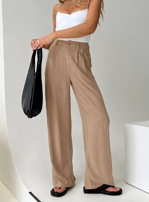 Eclectic Fashion Brenda Linen Blend Pants Beige