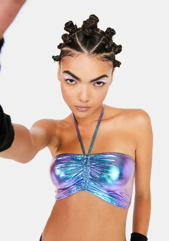 Catch Every Fashion Trend Electric Daze Metallic Tube Top