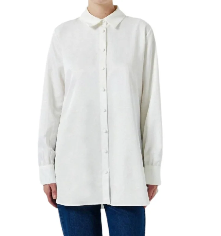 Trendy New Clothes Shirt With Frill Hem Top In Ecru