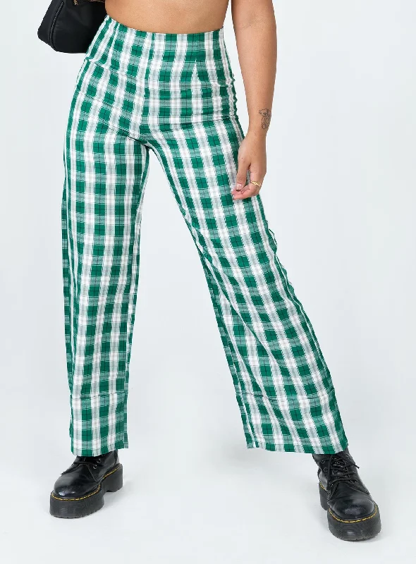 Limited Time Deal Euros Pants Green Tartan