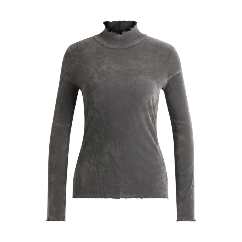 Fashion Frontiers Mock-neck top in velvet-touch mesh