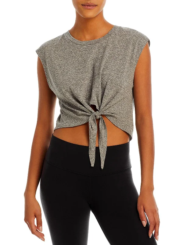 Fashion Forward, Function First Carrie Womens Crewneck Tie Front Cropped