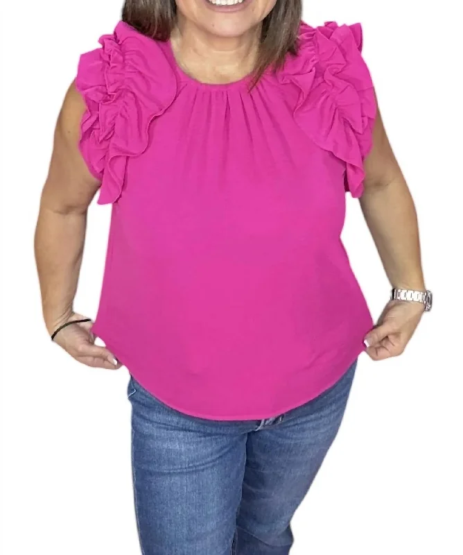 Boutique Dress Online Ruffle Top In Fuchsia