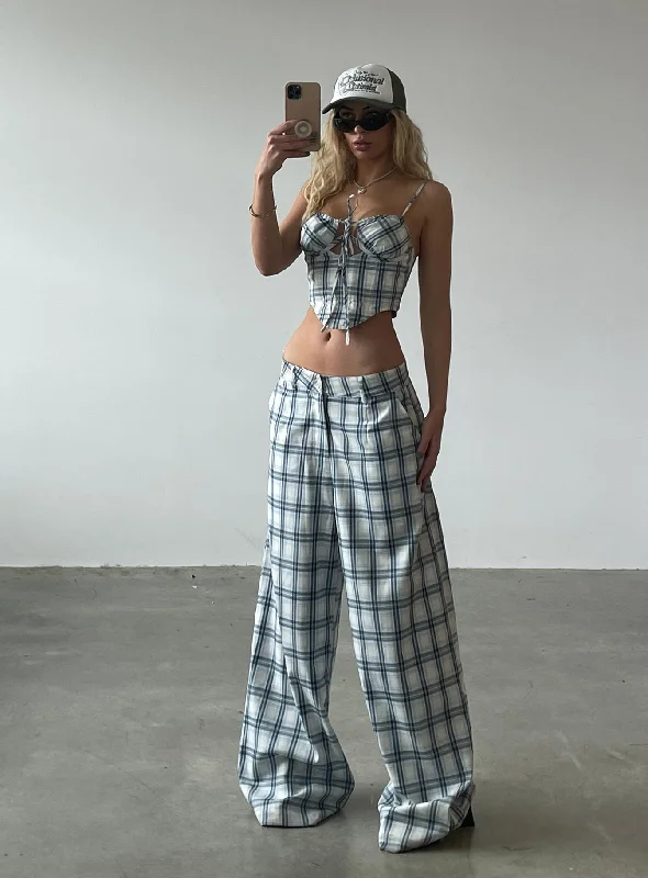 Summer Sale JGR & STN Cami Plaid Trouser Blue Check