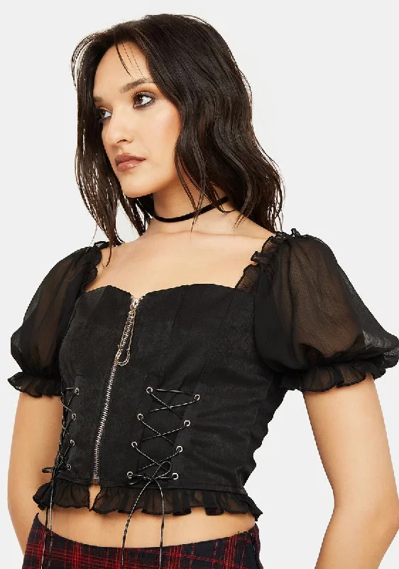 Chic Trends Unveiled Rock Doll Lace-Up Top