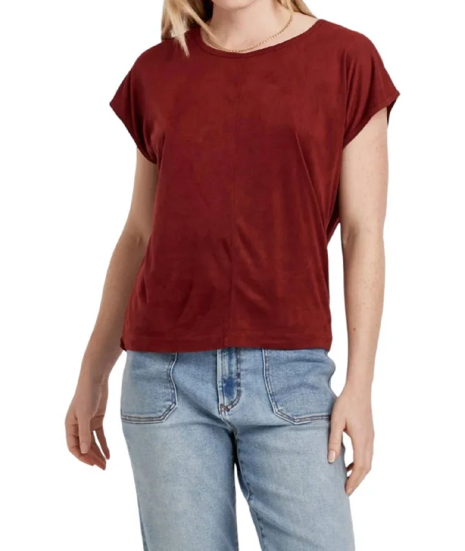 Hot Styles Lacey Suede Top In Compote