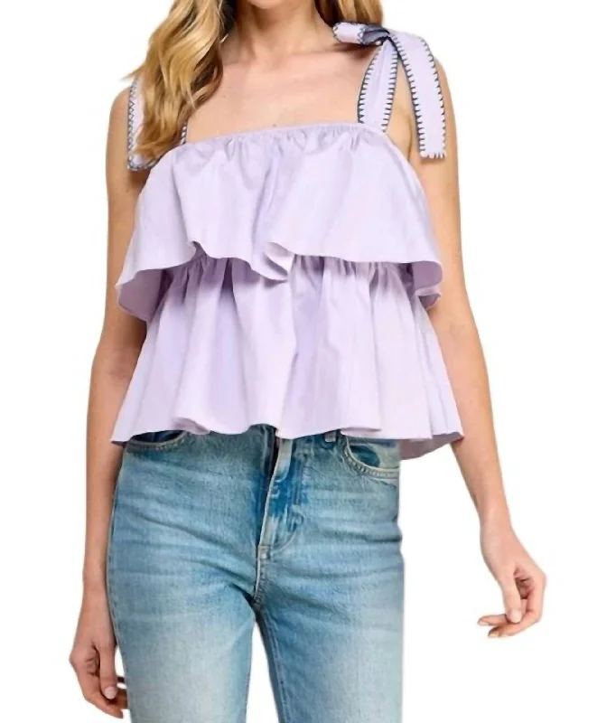 Absurdly Cheap Sale Tiered Ruffle Top In Lavender