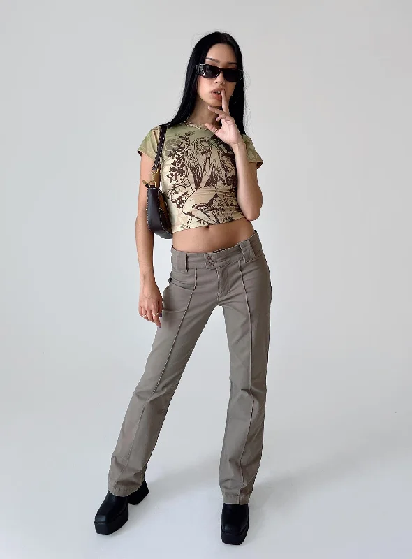 Flash Sale Or Flash Sales Bass Drop Mid Rise Bootleg Pant Khaki