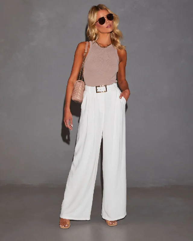 Timeless Elegance Redefined Mallorie Linen Blend Wide Leg Pleated Trouser