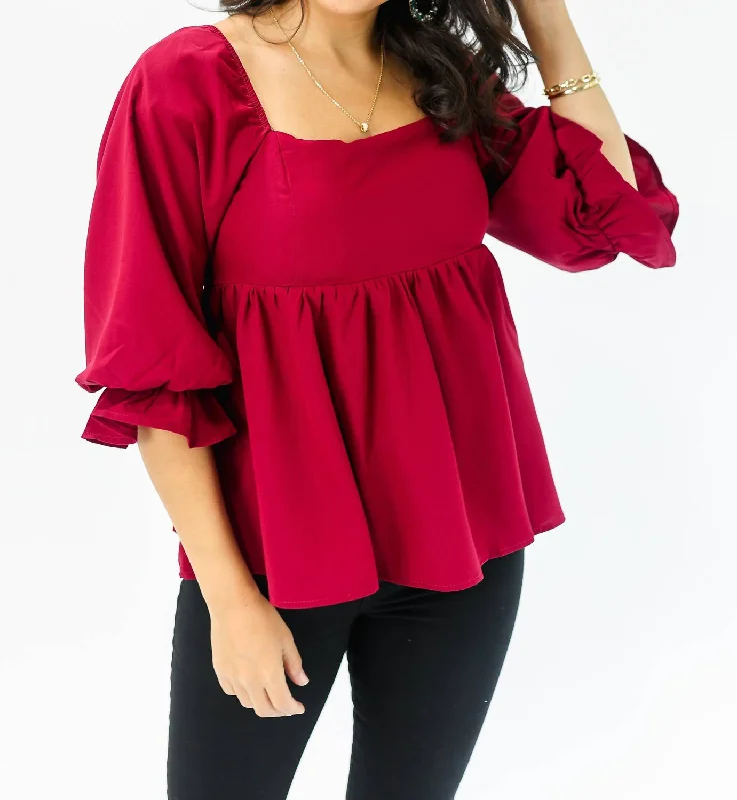 Vintage Fashion Here For The Season Top In Burgundy