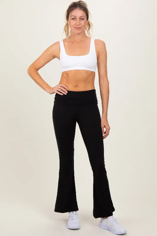 Best Sellers Black Fold Over Waistband Flared Pants