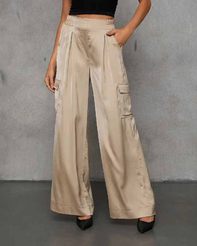 Vibrant Styles Easy Stride Satin Flare Leg Trouser