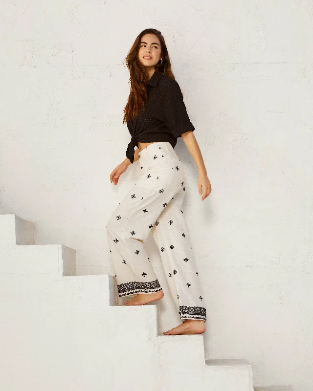 Cheap Women's Clothing Online Kristy Printed Linen Trousers