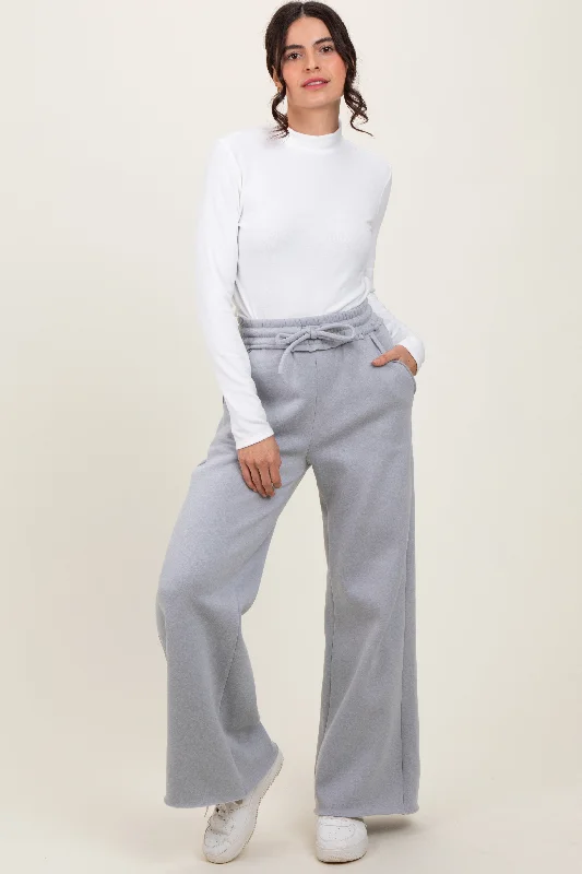 Trend Setting Threads Heather Grey Exposed Seam Wide Leg Sweatpants