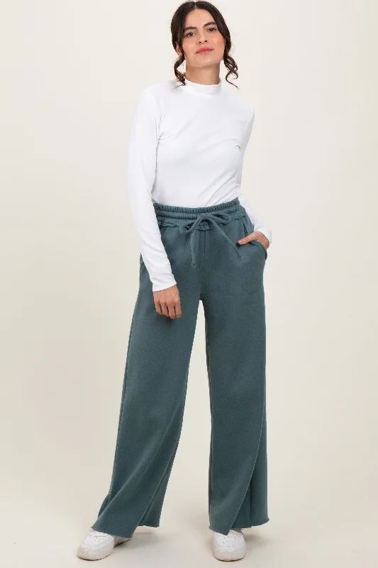 Style Redefined Light Olive Exposed Seam Wide Leg Sweatpants