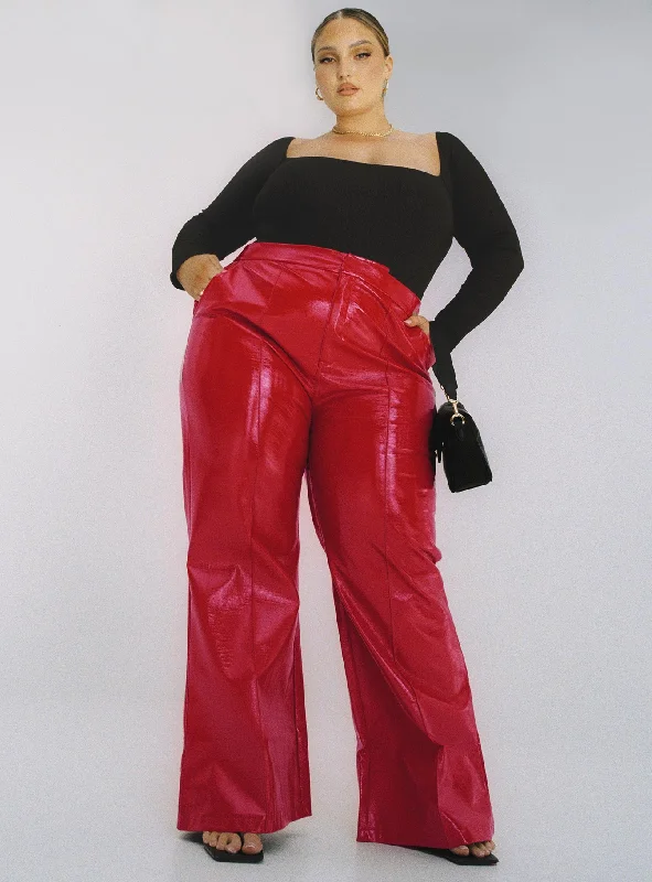 Quality Driven Apparel Madi Pu Pant Red Curve