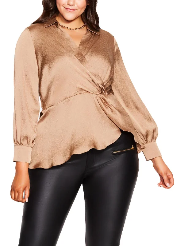 Trend Driven Wardrobe Womens Office Casual Wrap Top