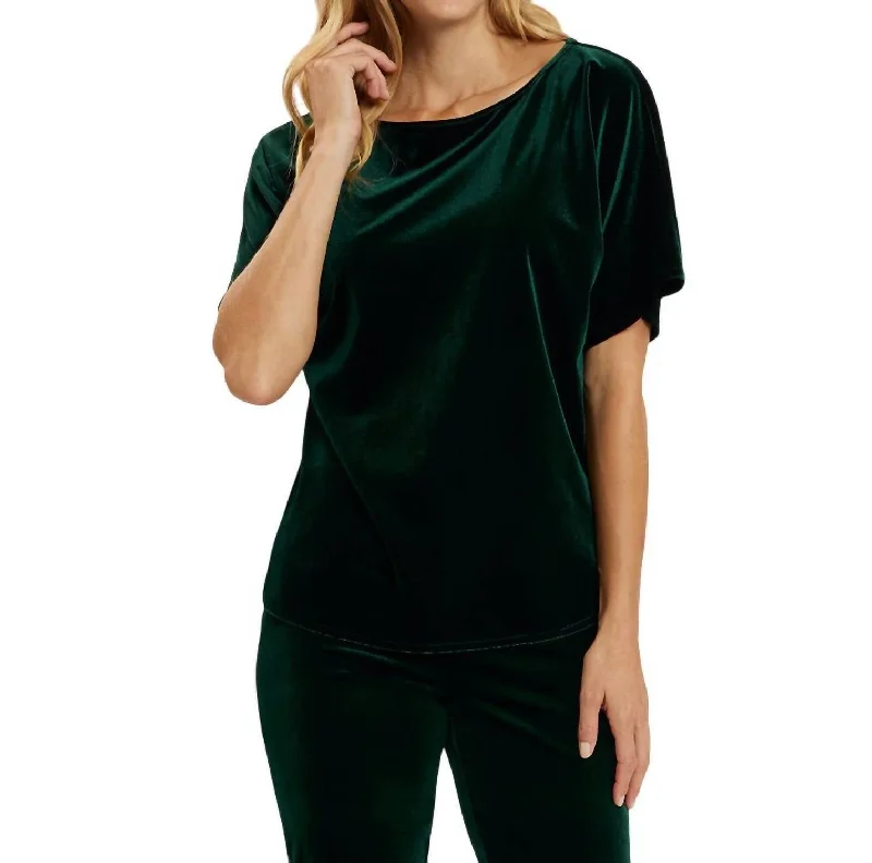 Luxury Women's Clothing Sophie Velvet Top In Palce Green