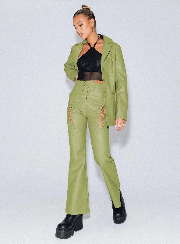 Comfort Centric Apparel Harvey PU Pants Green