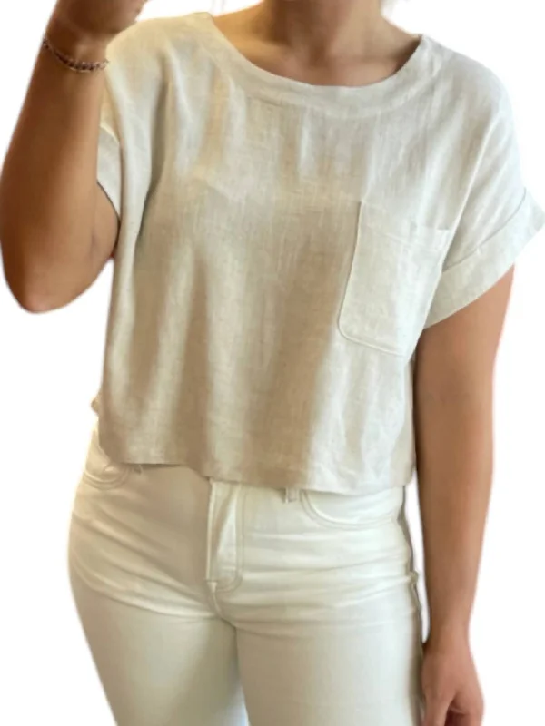 Pastel Styles Boxy Linen Top In Oatmeal