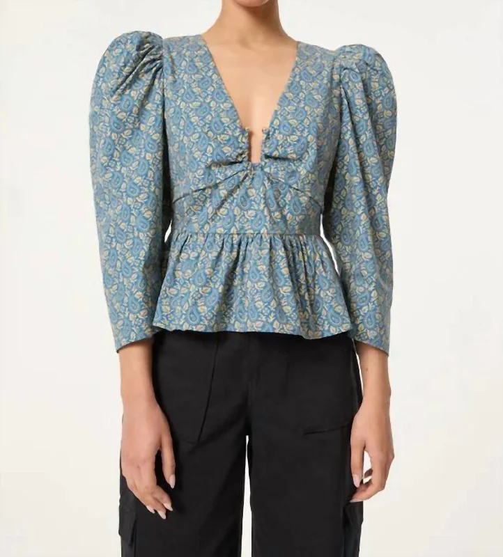 Affordable Women's Clothing Online Alma Top In Blue Paisley