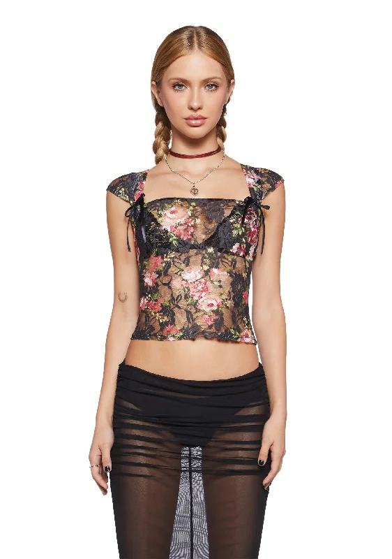 Summer Deals Bloom At Night Lace Top