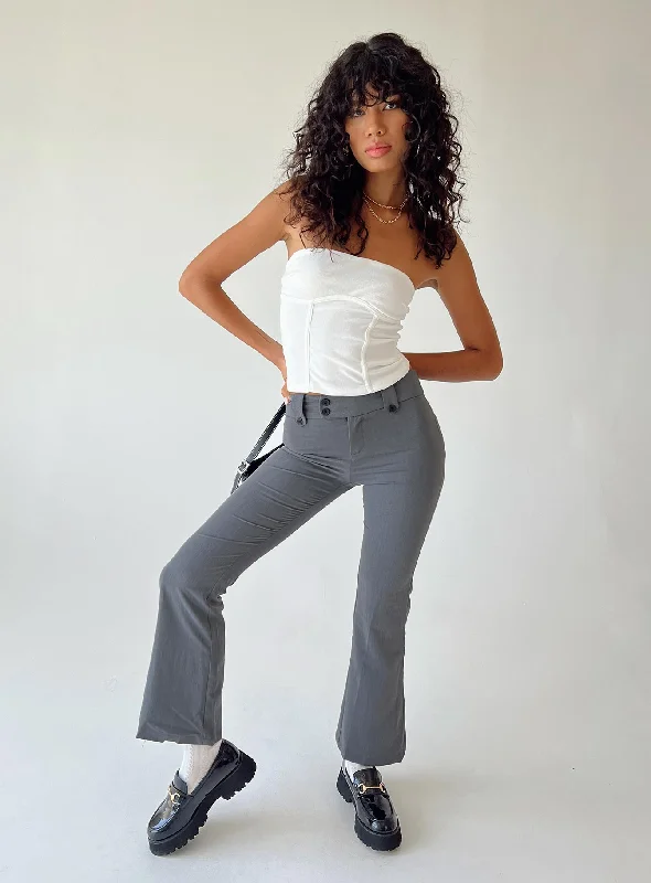 Chic And Comfortable Yianna Low Waist Flare Pants Grey