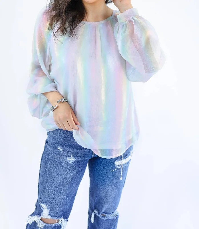 Athleisure Wear Rainbow Dreamin Top In Ivory