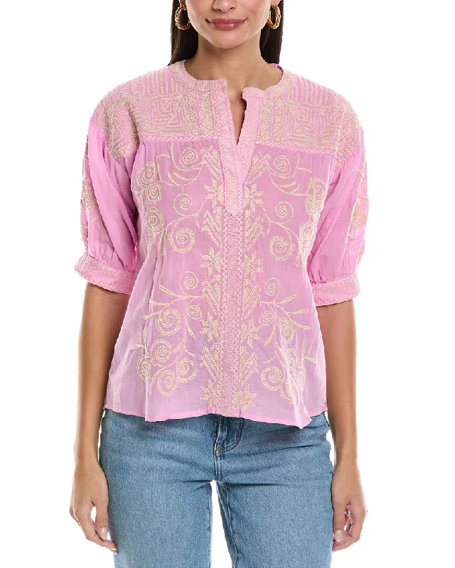 Casual Wear Johnny Was Puff Sleeve Henley Top