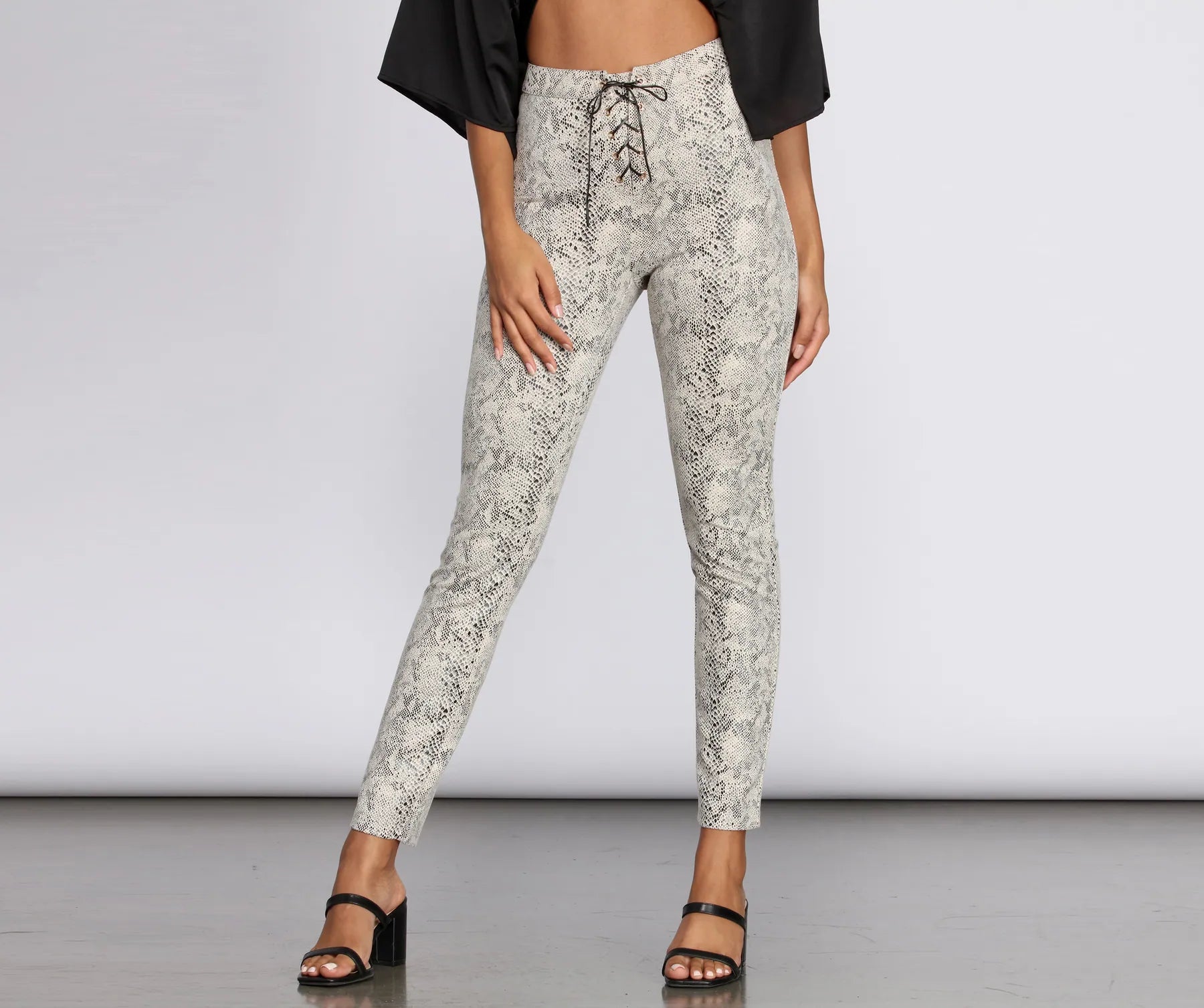 End Of Season Clearance Sassy Snake Skinny Pants