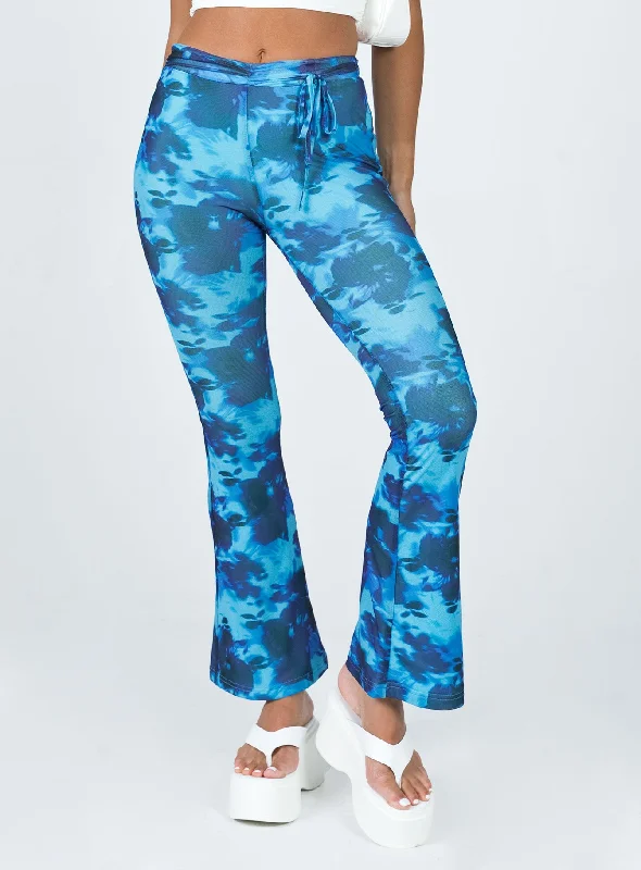 Bold and Elegant Women's Fashion Allen Floral Flare Pants Blue