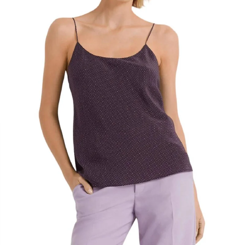 Contemporary Women's Clothing Women's Polka Dot Silk Chemise Top In Purple