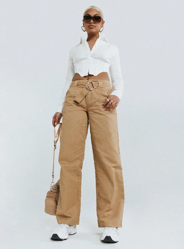 Limited Time Offers Burdem Low Waist Pants Camel