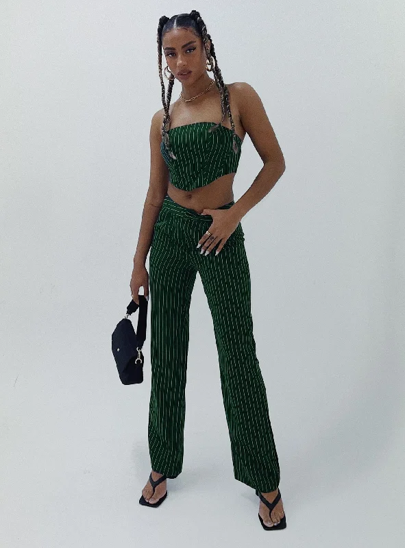 Unique Women's Fashion Pieces Gerri Set Green Stripe