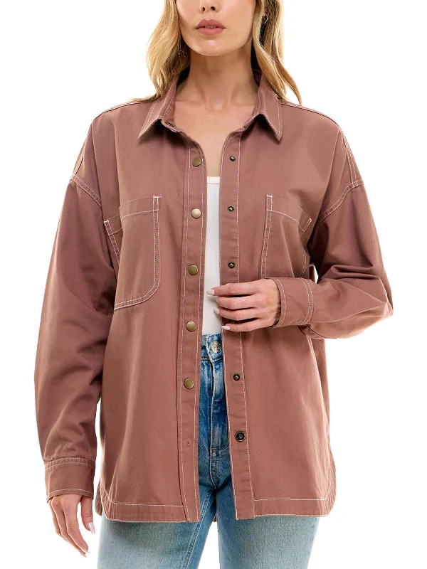 Effortless Chic Apparel Juniors Womens Shirt Collared Button-Down Top