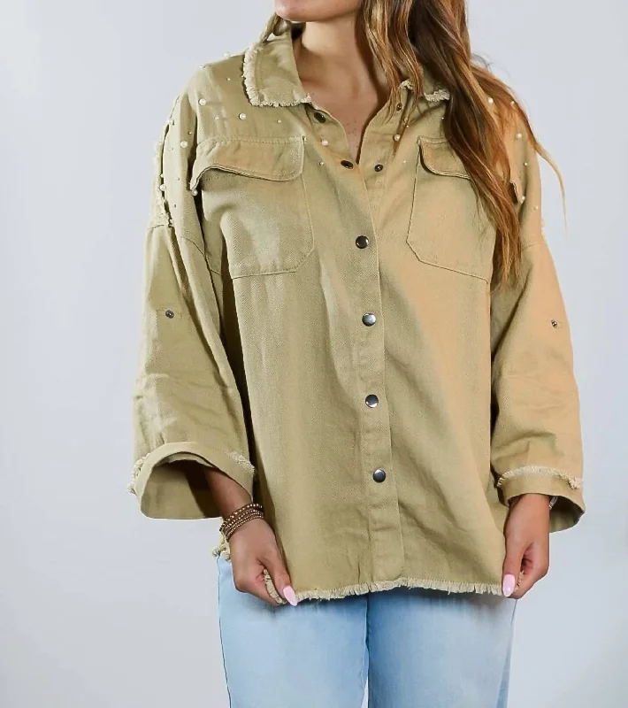 Women's Evening Wear Best Intentions Shacket In Tan Denim