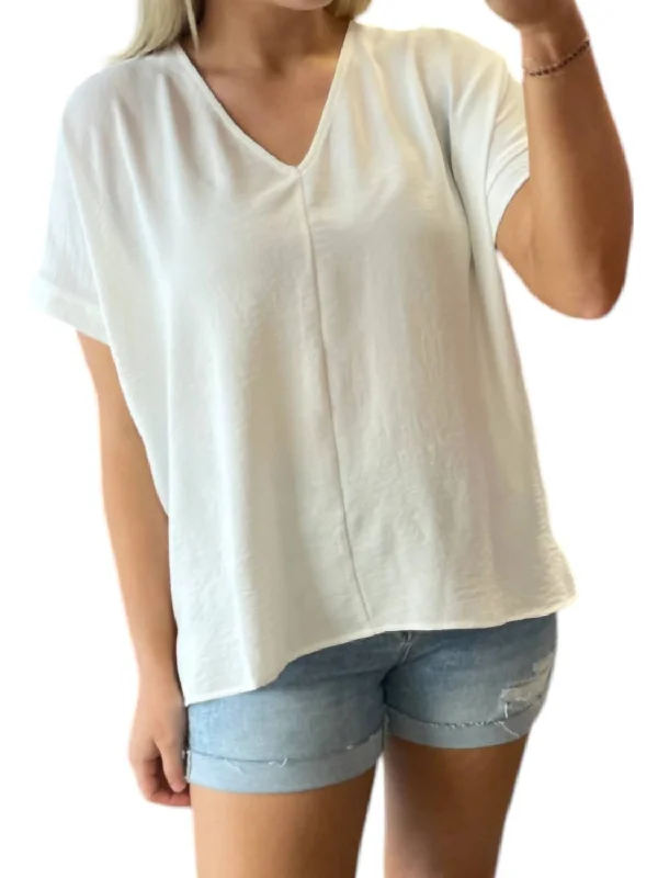 Seasonal Trends V-Neck Woven Top In Ivory