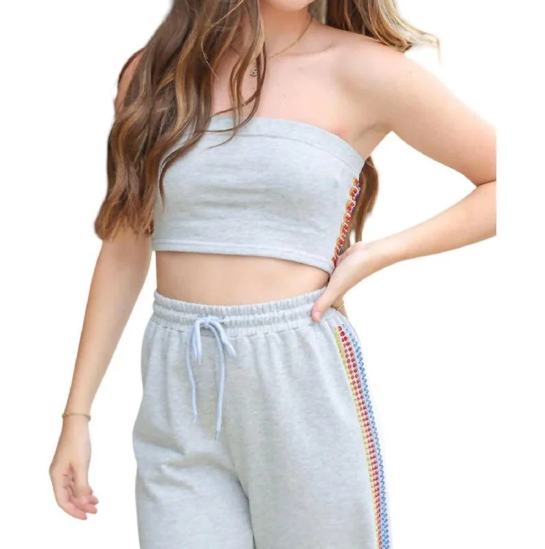 Step Ahead, Lead The Trend Go For It Tube Top In Grey