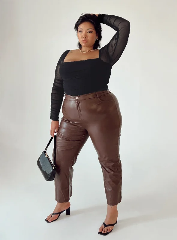 Versatile Outfits Love Lies Pants Brown Curve