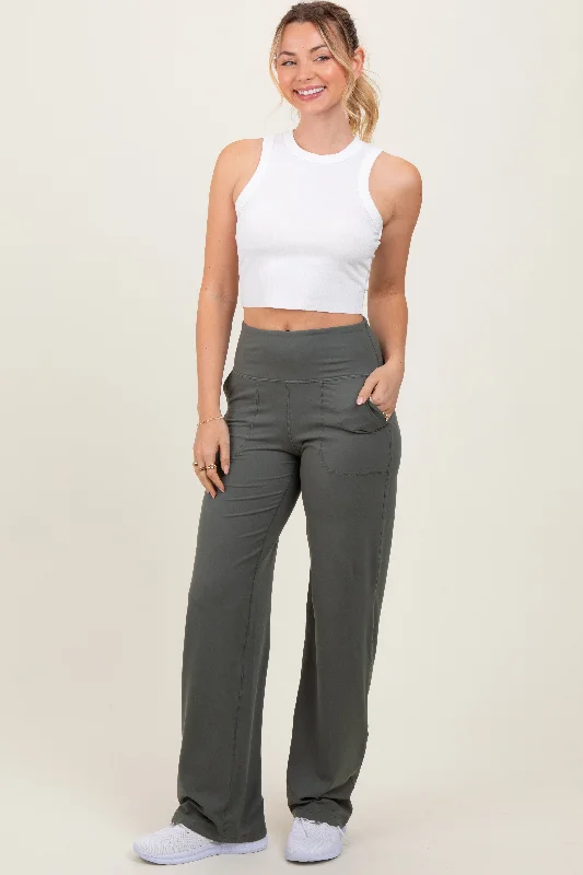 Stylish Basics Olive Straight Leg Yoga Pants